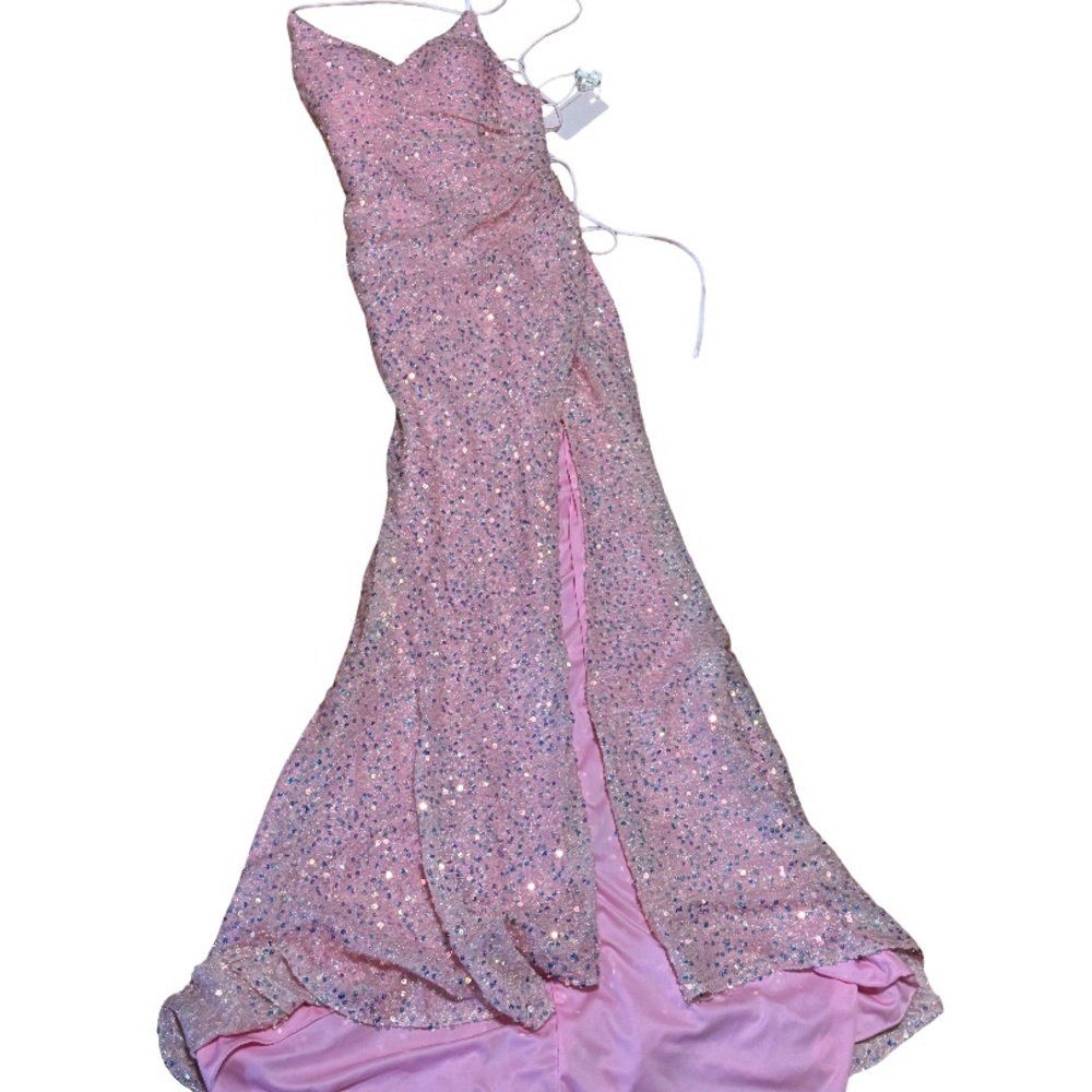 Elegant Pink Sequin Prom Dress